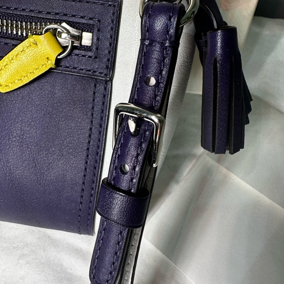 Coach Legacy Eggplant and Ivory Wristlet with Yellow Accent - Picture 4 of 16